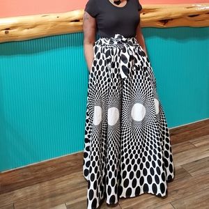 Polka Dot african print maxi skirt